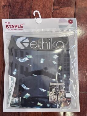 ethika Men's Black and Gray Money Print Boxer Briefs